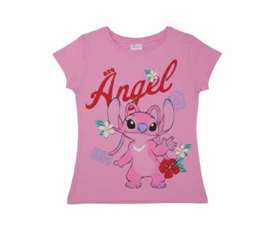 T-Shirt Bambina in Jersey di Cotone Tema Stich