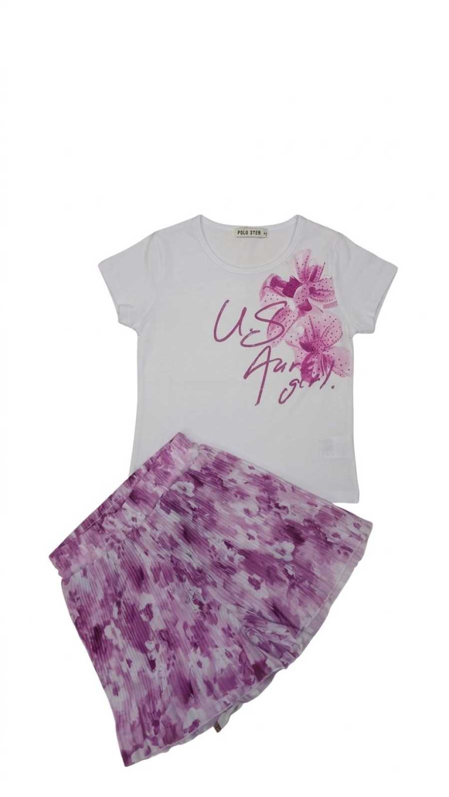 Completino T-shirt e pantaloncino (finta gonna)