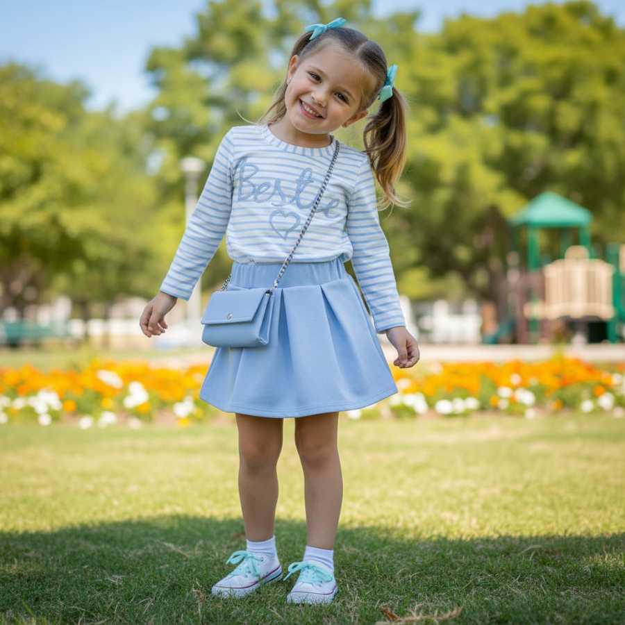 Completino Bambina Maglietta gonnellina e borsetta