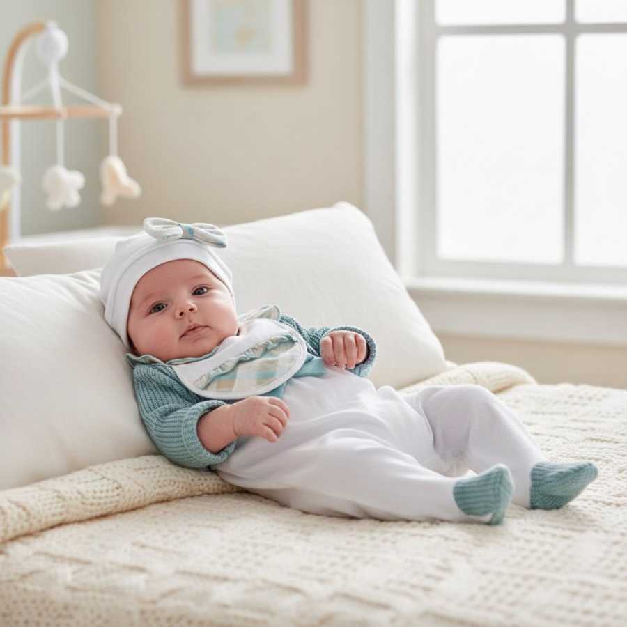 Tutina neonato in ciniglia piu' cappellino e bavaglino