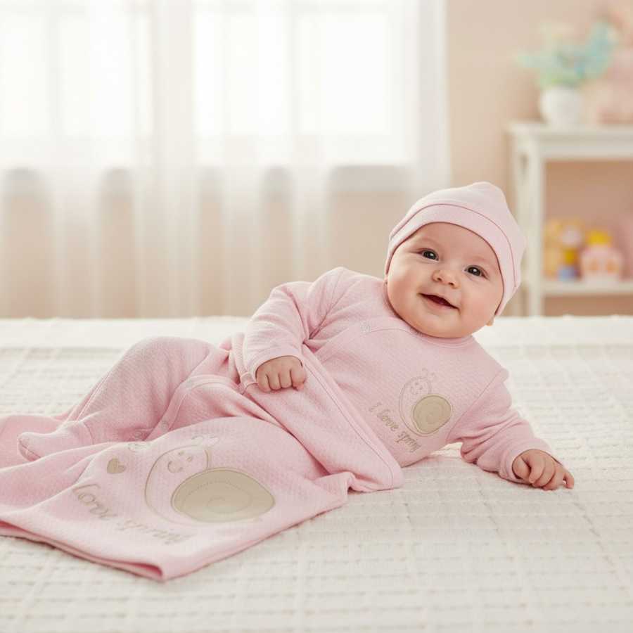 Set 3 pz Tutina Copertina Cappellino in Cotone